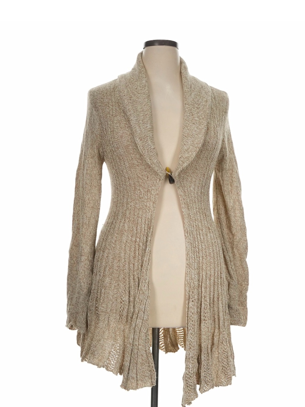 Carolyn Taylor Taupe-Blend Shawl Collar Toggle Cardigan